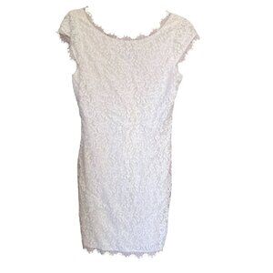 NWT Diane Von Furstenberg Barbara White Lace Mini Dress SZ 4 Rose Floral Bridal